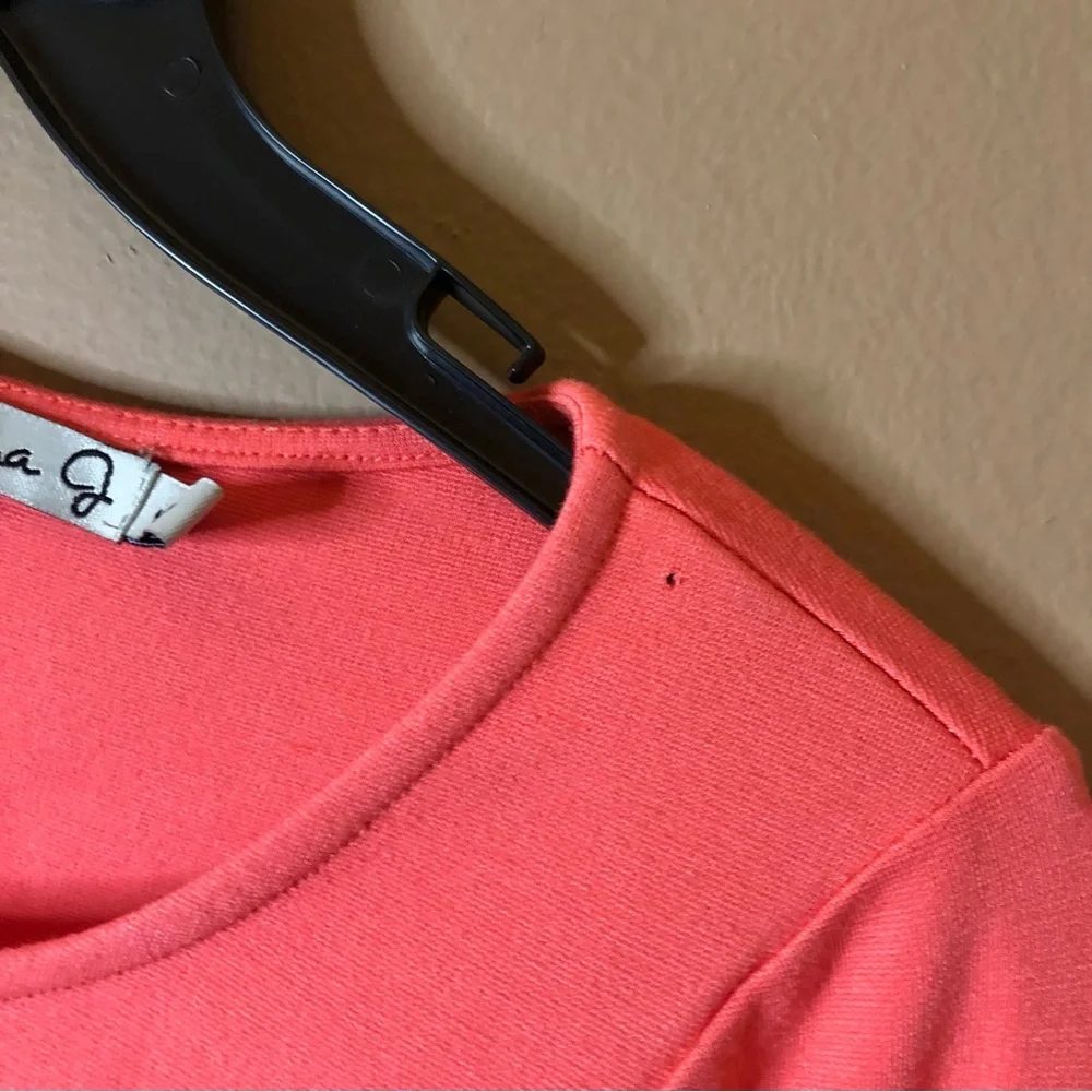 Eliza J Pleated Stripe‎ Short Sleeve Dress Coral Pink 6 - Picture 4 of 8